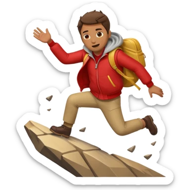 apple style emoji of a man tumbling down a mountain sticker