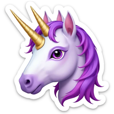 unicorn face cute and purple haired and piercings on ear sticker