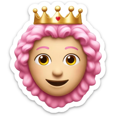 Love heart pink with crown sticker