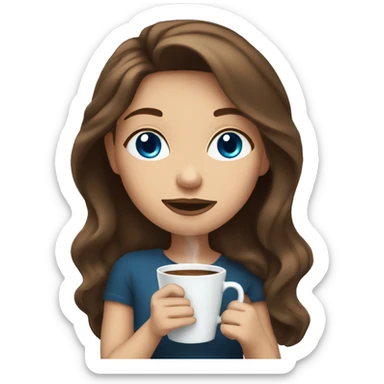 girl with brown hair and blue eyes sipping coffee sticker