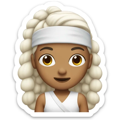 Nelly with white headband sticker