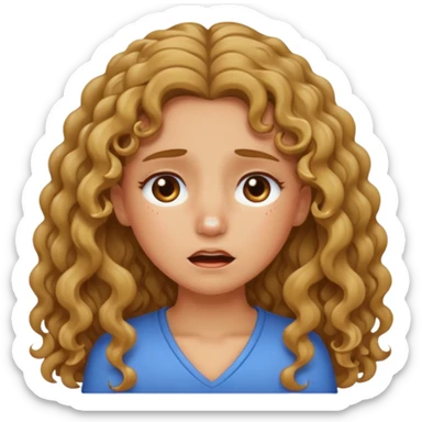 long Bronde curly hair girl bawling  sticker