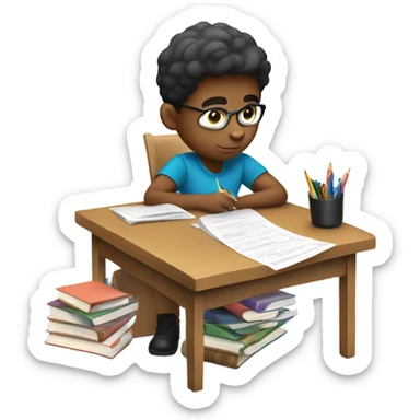 apple style emoji: Kid is doing a quiz sticker