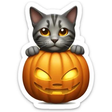 Cat glowing Jack-o-lantern sticker