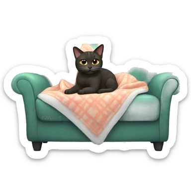 Cat with s blanket on the couch sticker