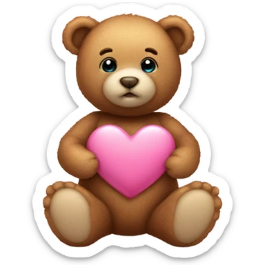 Valentine teddy bear with pink heart sticker