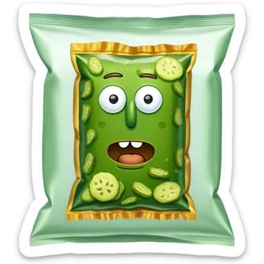 A chip bag called pickle Rick chips sticker