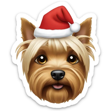 Old Yorkshire terrier Christmas hat sticker