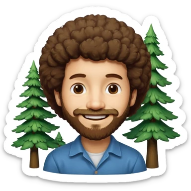 Bob Ross and Happy Little trees sticker