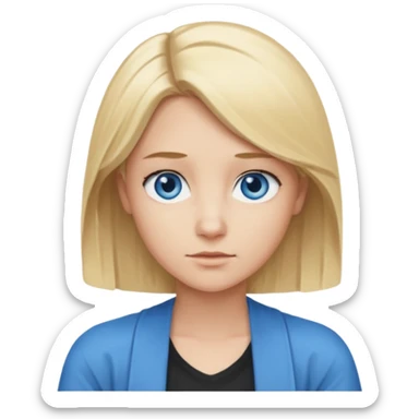 Mid length Blonde hair blue eye shoulder shrug sticker