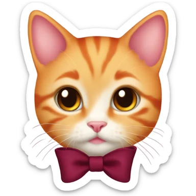 Baby orange kitty with a coquette burgundy bow sticker