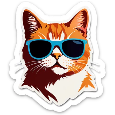 Cat with sunglasses sticker