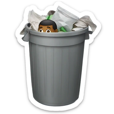 man in a trash can  sticker