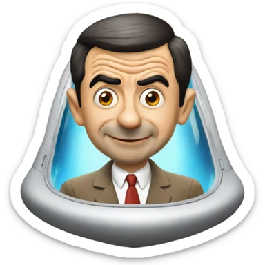 mr bean going to rocket sticker