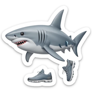 shark with legs and shoes sticker