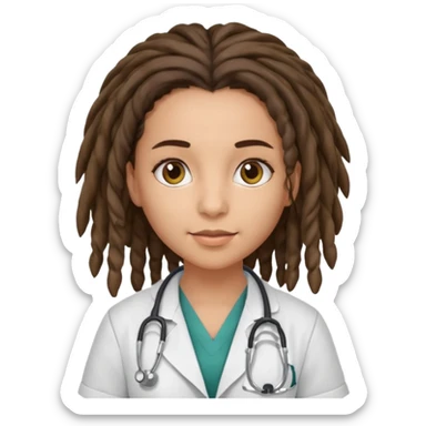 brunette girl doctor with dreadlock sticker