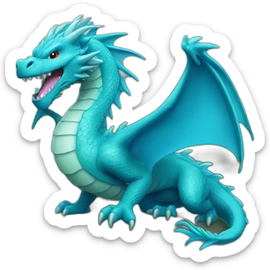 Dragon bleu qui crache de l'eau sticker