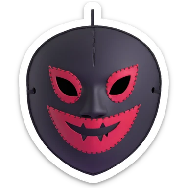 horror movie sackface mask with crude stitched features inspired by The Strangers sticker