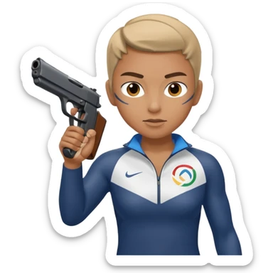 athlete with gun shooting, in Olympics sticker