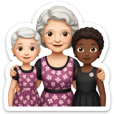 White Grandma with black identical little girls  sticker