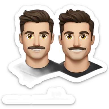 Mason mount, Cristiano Ronaldo, Matt Bomer 30 year old product designer with stubble and mustache in a black tshirt with broad shoulders profile photo sticker