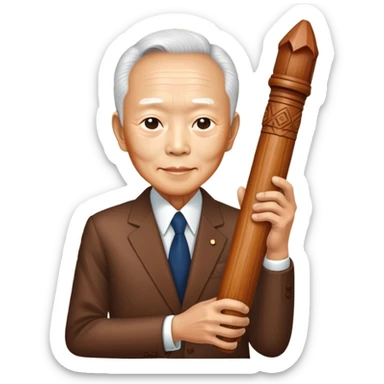lee kuan yew holding a phallic totem sticker