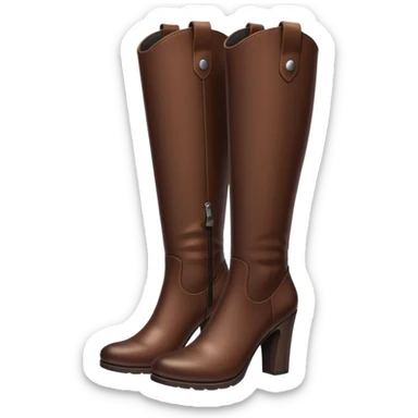 Dark brown tall leather boots with heels sticker
