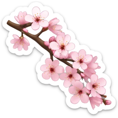 A cherry blossom tree branch with petals gently falling to the ground sticker