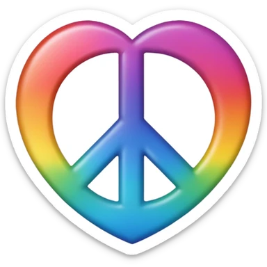 heart with rainbow gradient and peace sign sticker