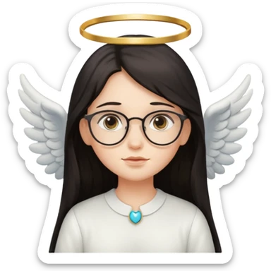 Angel with eyeglasses and long dark hair sticker