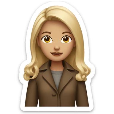 Girl with dark blond with omre light blond wearing brown coat sticker