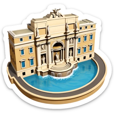 trevi fountain view from up above
no square style no frame png style 
no squared only building sticker