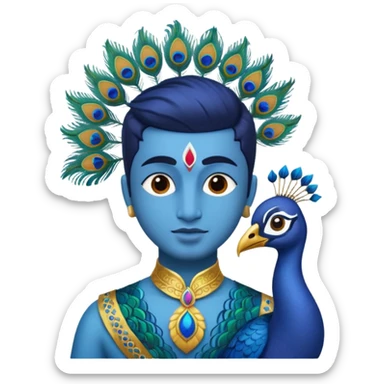 Krishna child form Bala Krishna blue skin peacock feather sticker