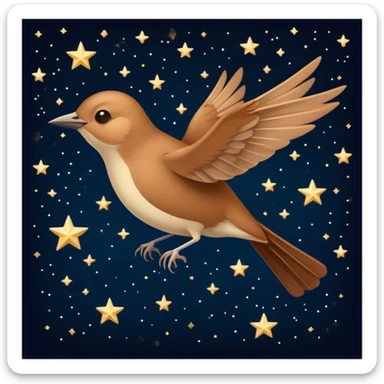 a nightingale bird flying against a dark starry night sky sticker