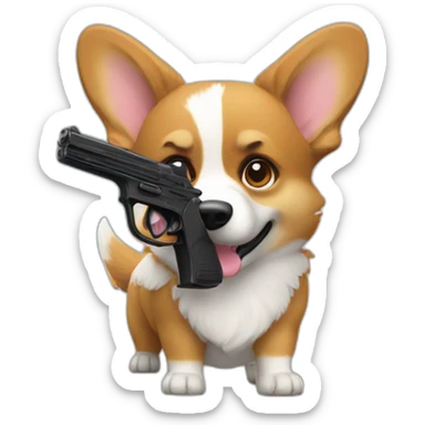 Corgi with a gun sticker