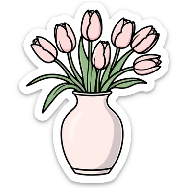 Light pink tulips in white vase sticker