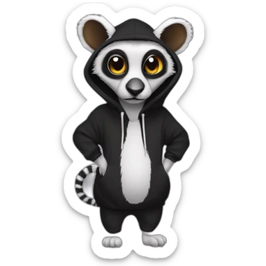 lemur-hoodie-black sticker