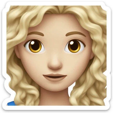 dark blonde hair girl blue eyes pale skin wavy hair sticker