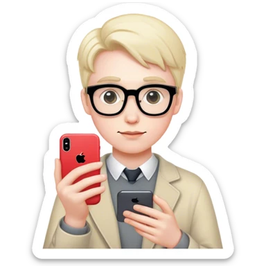 Nerd with iPhone  sticker
