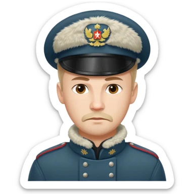 crazy russian soldier man with ushanka sticker