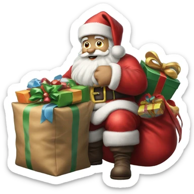 Hyper Realistic Santa holding his sack and presents  sticker