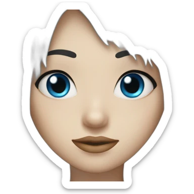 girl blue eyes with long black hair and a fringe sticker