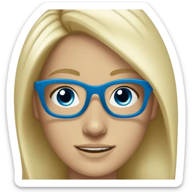 White girl blonde hair blue eyes with clear glasses smiling  sticker