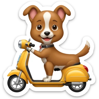 Hond op scooter sticker