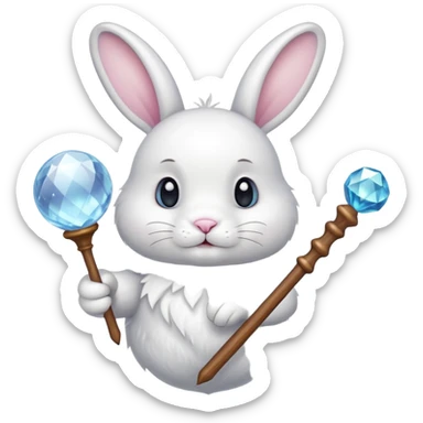 White bunny with wand and with crystal ball sticker