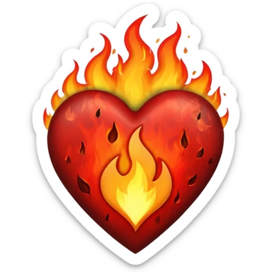 Black and red heart on fire sticker