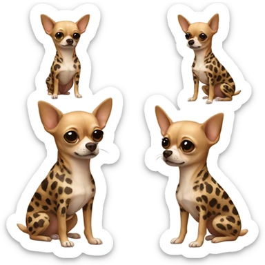 chihuahua wearing a leopard brown tracksuit  sticker