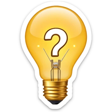 hint emoji, glowing lightbulb, question mark, spark sticker
