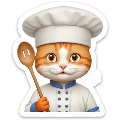 Cat with chef het and with spoon sticker