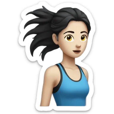 exhausted runner girl black hair white skin sticker